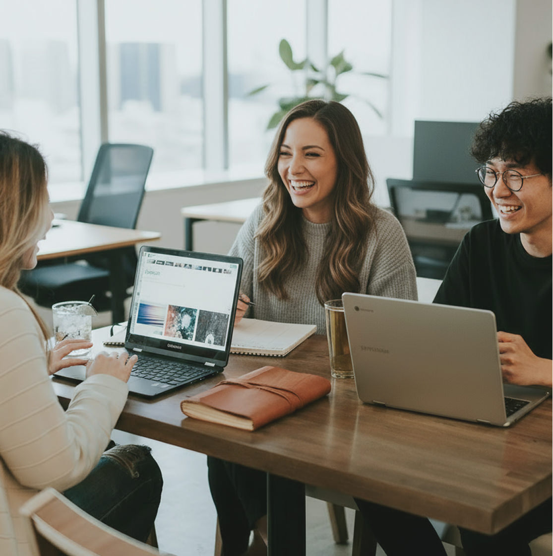 女性2人がPCを使いながら会話